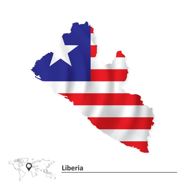 Mapa de Liberia con bandera — Vector de stock