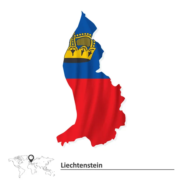 Kaart van Liechtenstein met vlag — Stockvector
