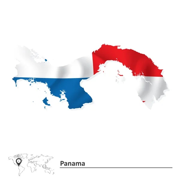 Mapa de Panamá con bandera — Vector de stock