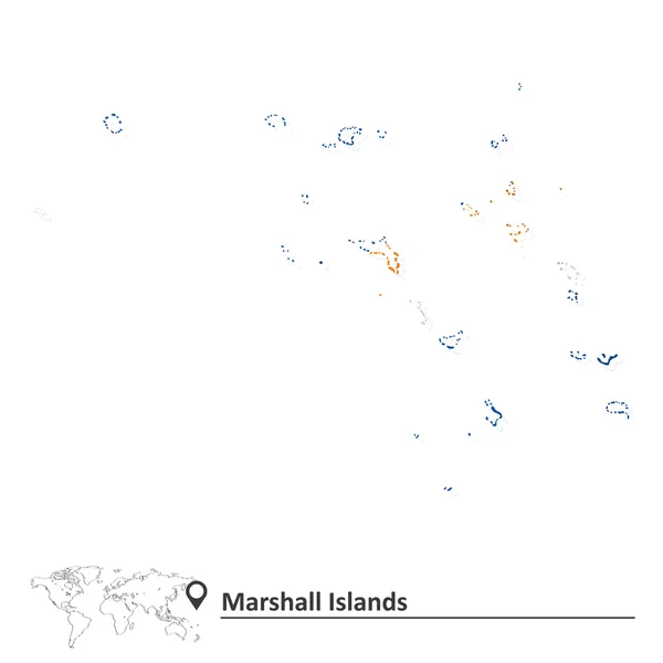 Mapa das Ilhas Marshall com bandeira — Vetor de Stock