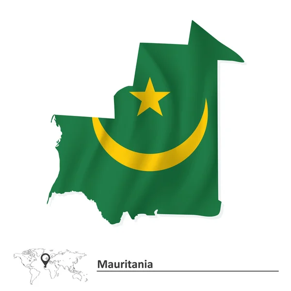Zászló Mauritánia Térkép — Stock Vector