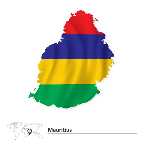 Mapa de Mauricio con bandera — Archivo Imágenes Vectoriales