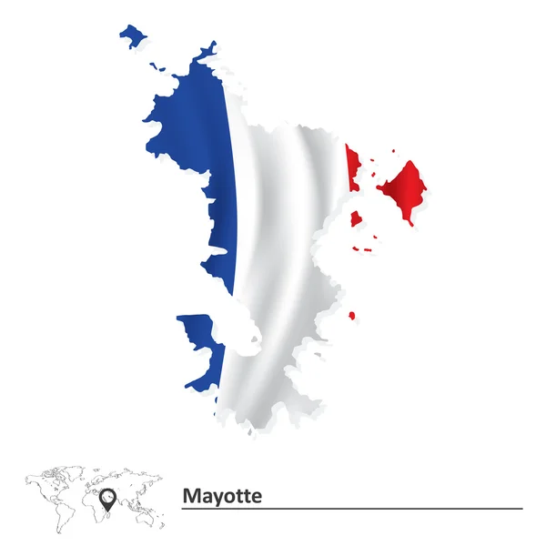 Map of Mayotte with flag — Stock Vector