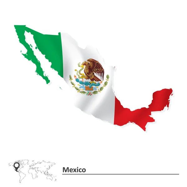 Karta över Mexiko med flagga — Stock vektor