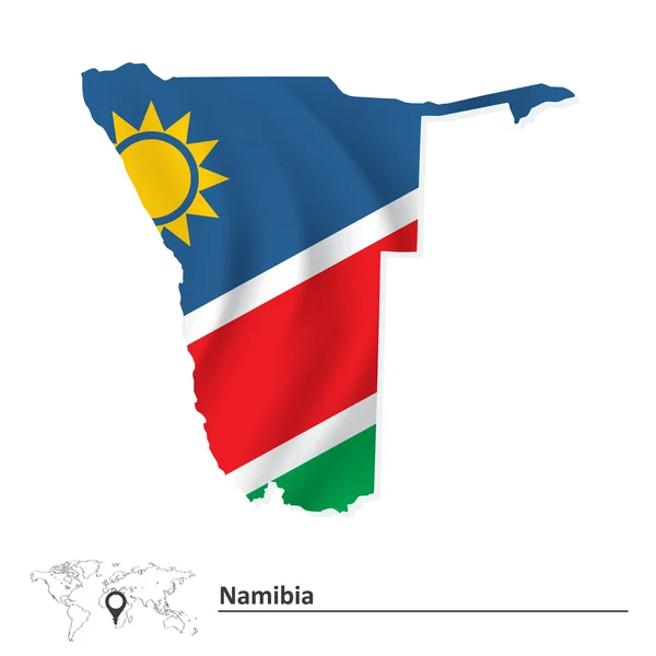 Map of Namibia with flag — Stock Vector