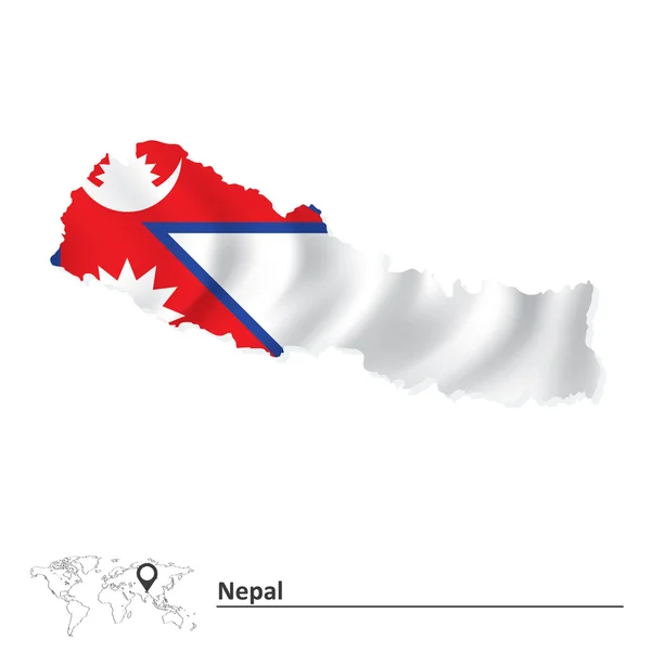 Mapa z Nepalu z flagą — Wektor stockowy