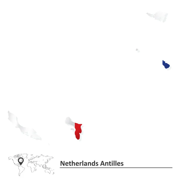 Mapa de Antillas Neerlandesas con bandera — Vector de stock