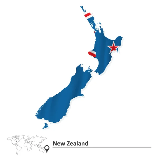 Mapa de Nueva Zelanda con bandera — Archivo Imágenes Vectoriales