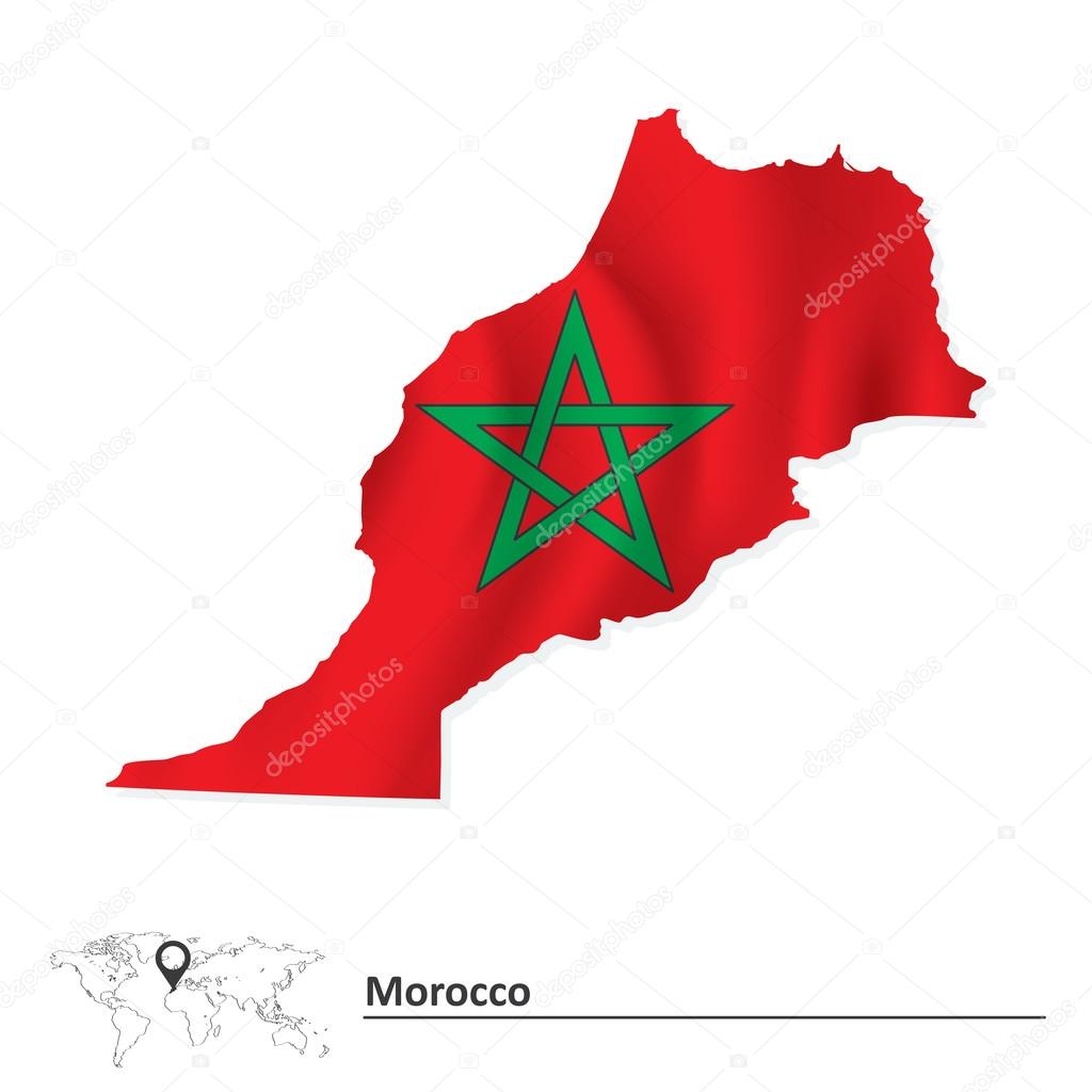 Map of Morocco with flag