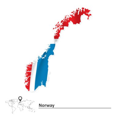 Norveç Haritası bayrak ile