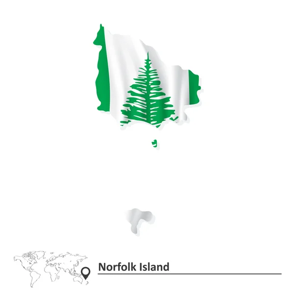 Mapa de Isla Norfolk con bandera — Vector de stock