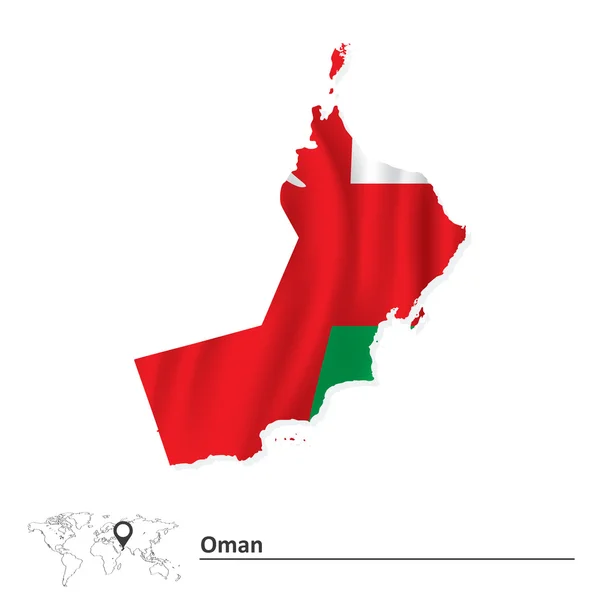 Karte von oman mit Fahne — Stockvektor