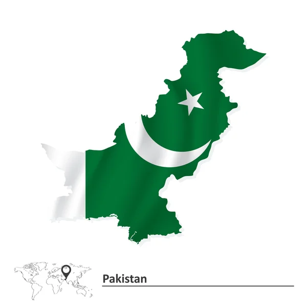 Pakistan Haritası bayrak ile — Stok Vektör