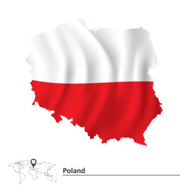 Map of Poland with flag clipart