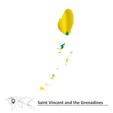 saint vincent ve Grenadinler bayrak ile Haritası