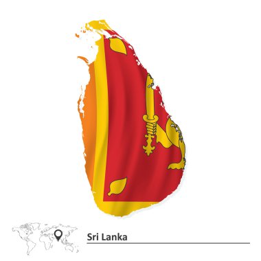 sri lanka Haritası bayrak ile