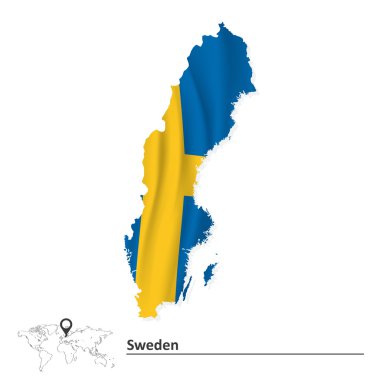 bayrağı ile İsveç Haritası