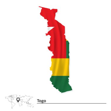 togo Haritası bayrak ile