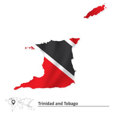 Map of Trinidad and Tobago with flag clipart
