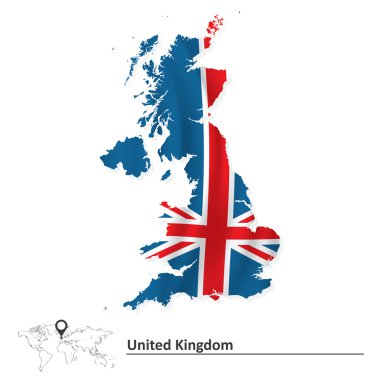 İngiltere harita bayrak ile