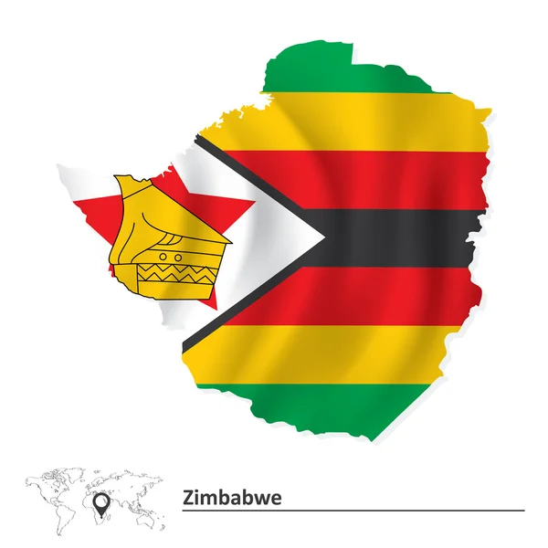 Karte von Simbabwe mit Fahne — Stockvektor