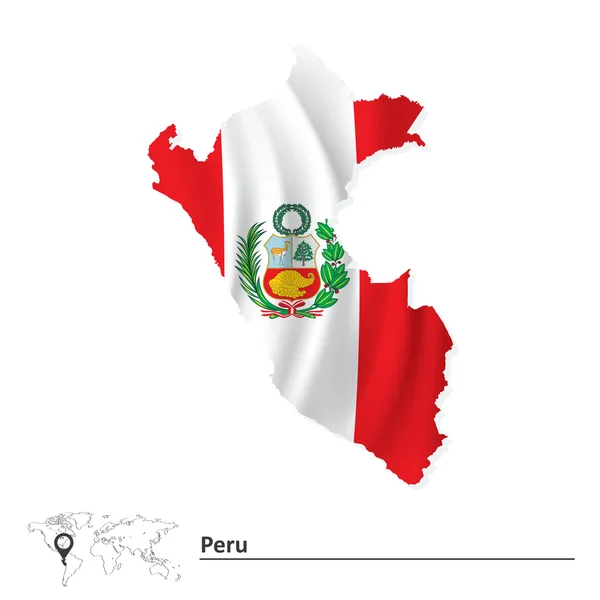 Mapa de Perú con bandera — Vector de stock