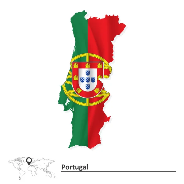 Map of Portugal with flag — Stock Vector