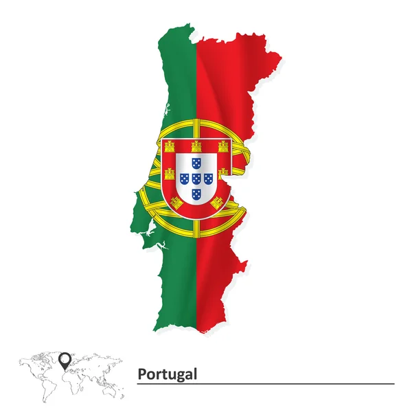 Mapa Portugalska s příznakem — Stockový vektor