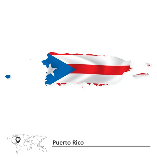 Térkép-puerto rico-zászló — Stock Vector