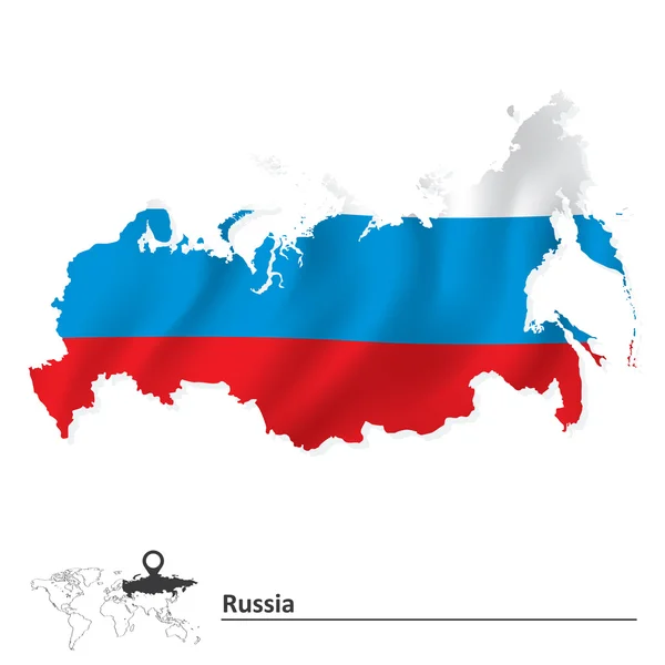 Mapa de Rusia con bandera — Vector de stock