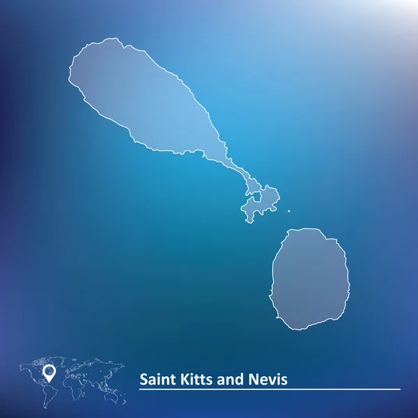 O mapa de São Cristóvão e Nevis — Vetor de Stock