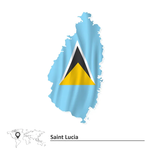 Mapa de Santa Lucía con bandera — Vector de stock