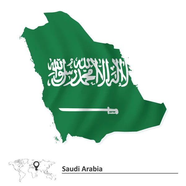 Mapa de Arabia Saudita con bandera — Archivo Imágenes Vectoriales