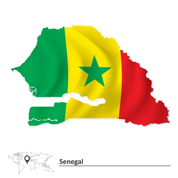 Mapa do Senegal com bandeira — Vetor de Stock