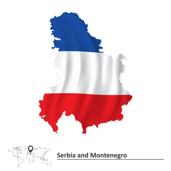 Map of Serbia and Montenegro with flag — Stock Vector