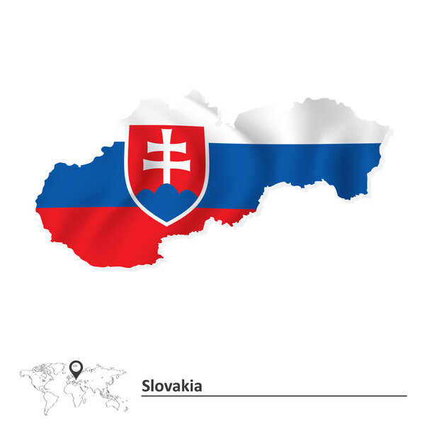 Map of Slovakia with flag