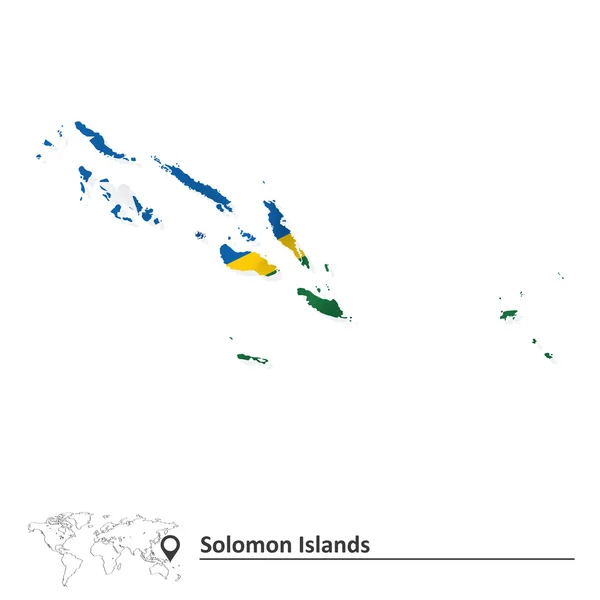 Mapa das Ilhas Salomão com bandeira — Vetor de Stock