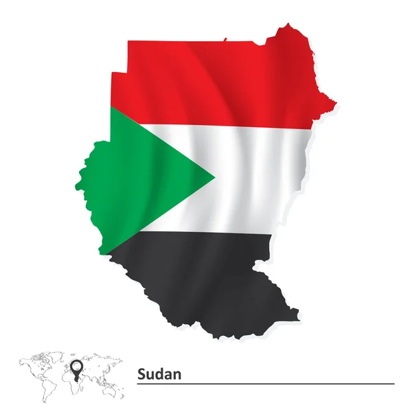 Mapa Súdán s příznakem — Stockový vektor