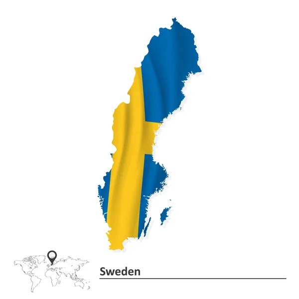 Map of Sweden with flag — Stock Vector