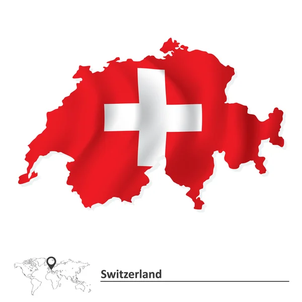 Carte de la Suisse avec drapeau — Image vectorielle