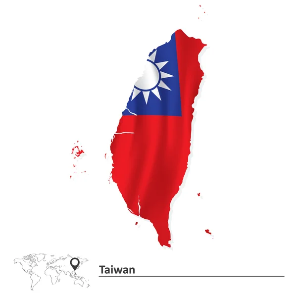 Carte de Taiwan avec drapeau — Image vectorielle