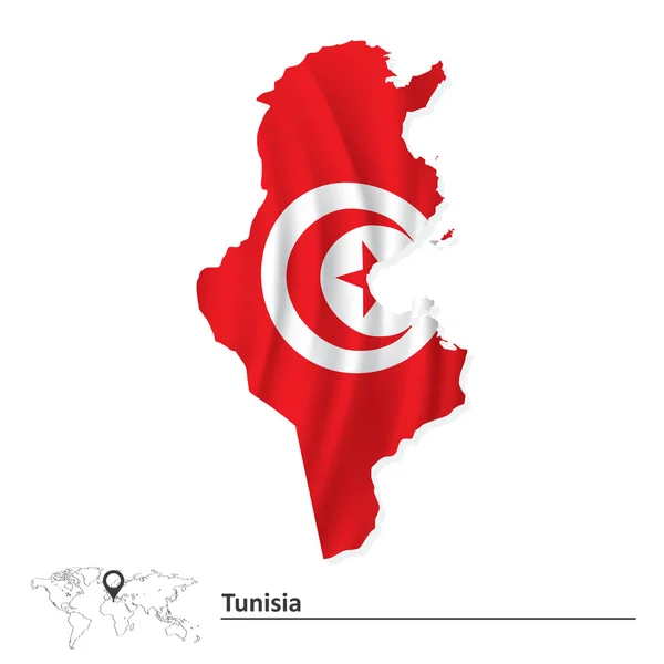 Kaart van Tunesië met vlag — Stockvector