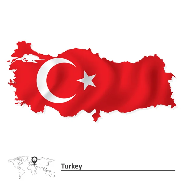 Peta Turki dengan bendera - Stok Vektor