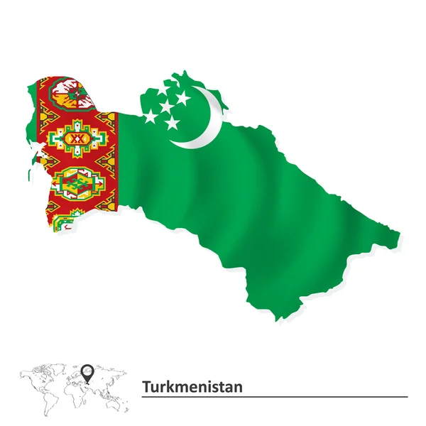 Mapa do Turquemenistão com bandeira — Vetor de Stock