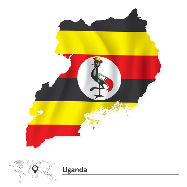 Landkarte von Uganda mit Flagge — Stockvektor