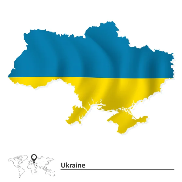 Kaart van ukraine met vlag — Stockvector