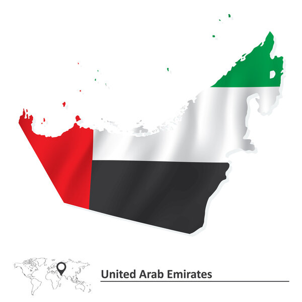 Map of United Arab Emirates with flag