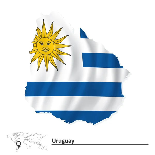 Karte von Uruguay mit Flagge — Stockvektor