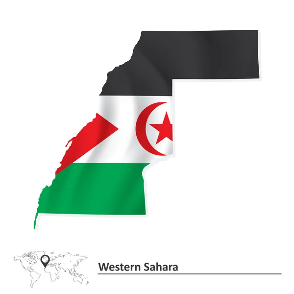 Map of Western Sahara with flag — Stock Vector