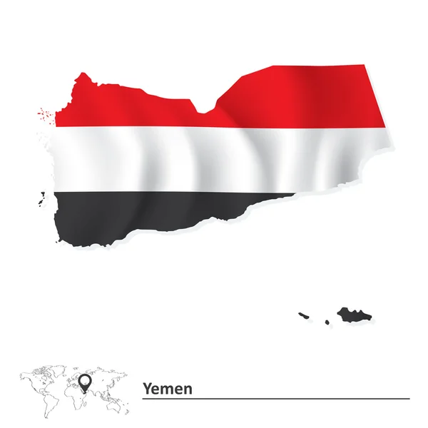 Map of Yemen with flag — Stock Vector